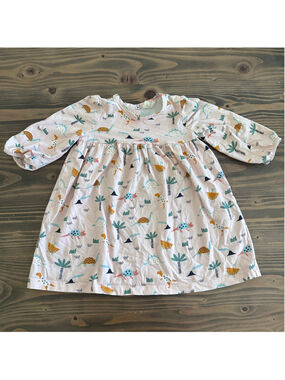 Viverano Baby Dress 18-24M Organic Cotton Pink Dino Print